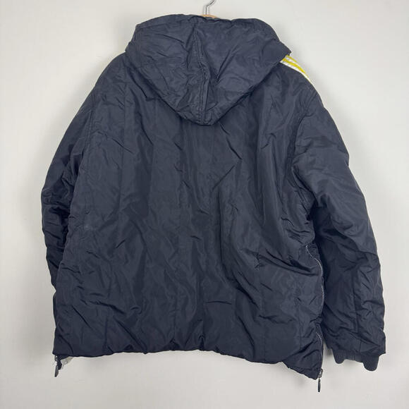 90s Adidas VTG Reversible Jacket Yellow Stripes Half Zip Pockets Insulated Sz L - Picture 5 of 10